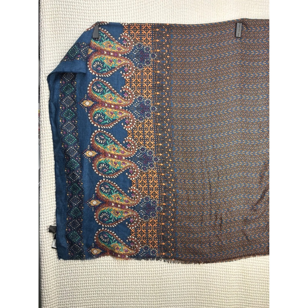 Boho Women Joy Susan Paisley Geometric Scarf OS Blue Orange